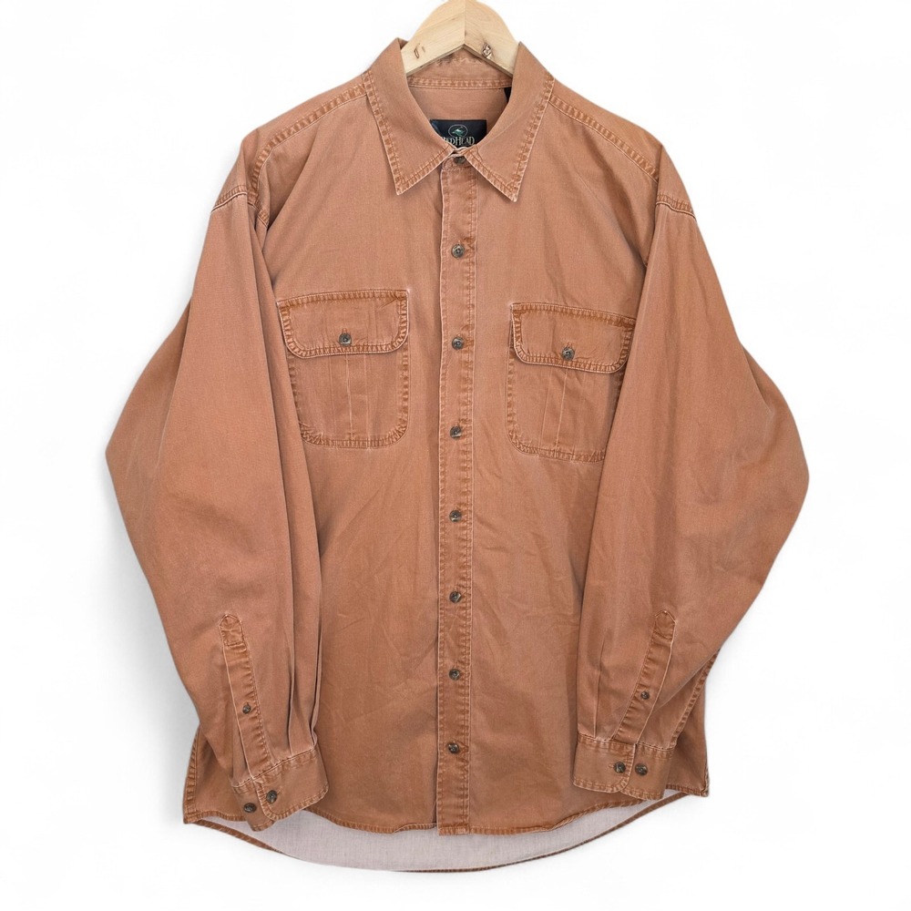 RedHead Shirt Mens LT Large Tall Brown Button Pockets Workwear Long Sleeve